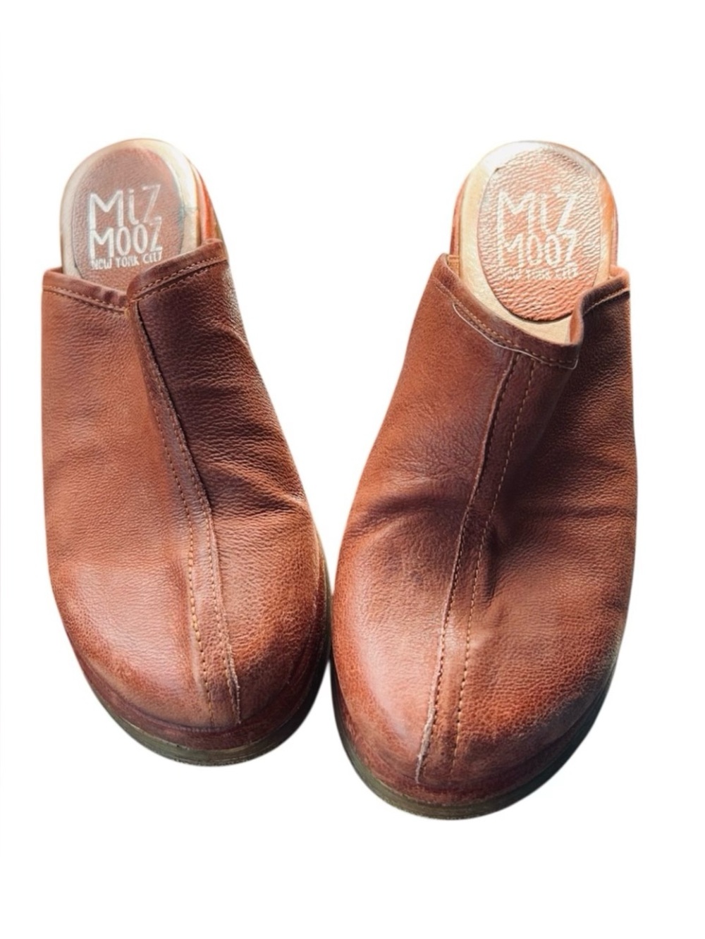 Miz Mooz Lunea Leather Slip-On Clogs Dark Brown Sz 8 1/2
